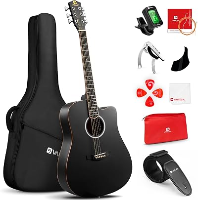 Vangoa 4/4 Acoustic Guitar Beginner Set Full Size Cutaway 41 inches Kit