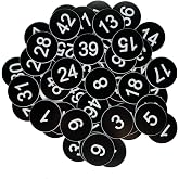 StayMax Plastic Number Tags Engraved Numbered Tags Without Hole (1-50, Black)