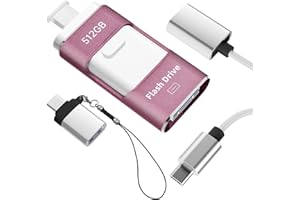 No App Needed 512GB Phone Photo Stick, 4in1 USB Flash Drive,USB 3.0 External Storage Stick with USB-C Cable,Lanyard & USB-C A