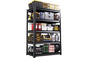 LBVSKK 81''H/45''WGarage Shelving Heavy Duty 5-Tier Adjustable Storage Shelves Unit,3000 LBS Metal Utility Rack Shelf for Industries, Warehouses, Basement,Black (81'H x 45''W x 20''D)