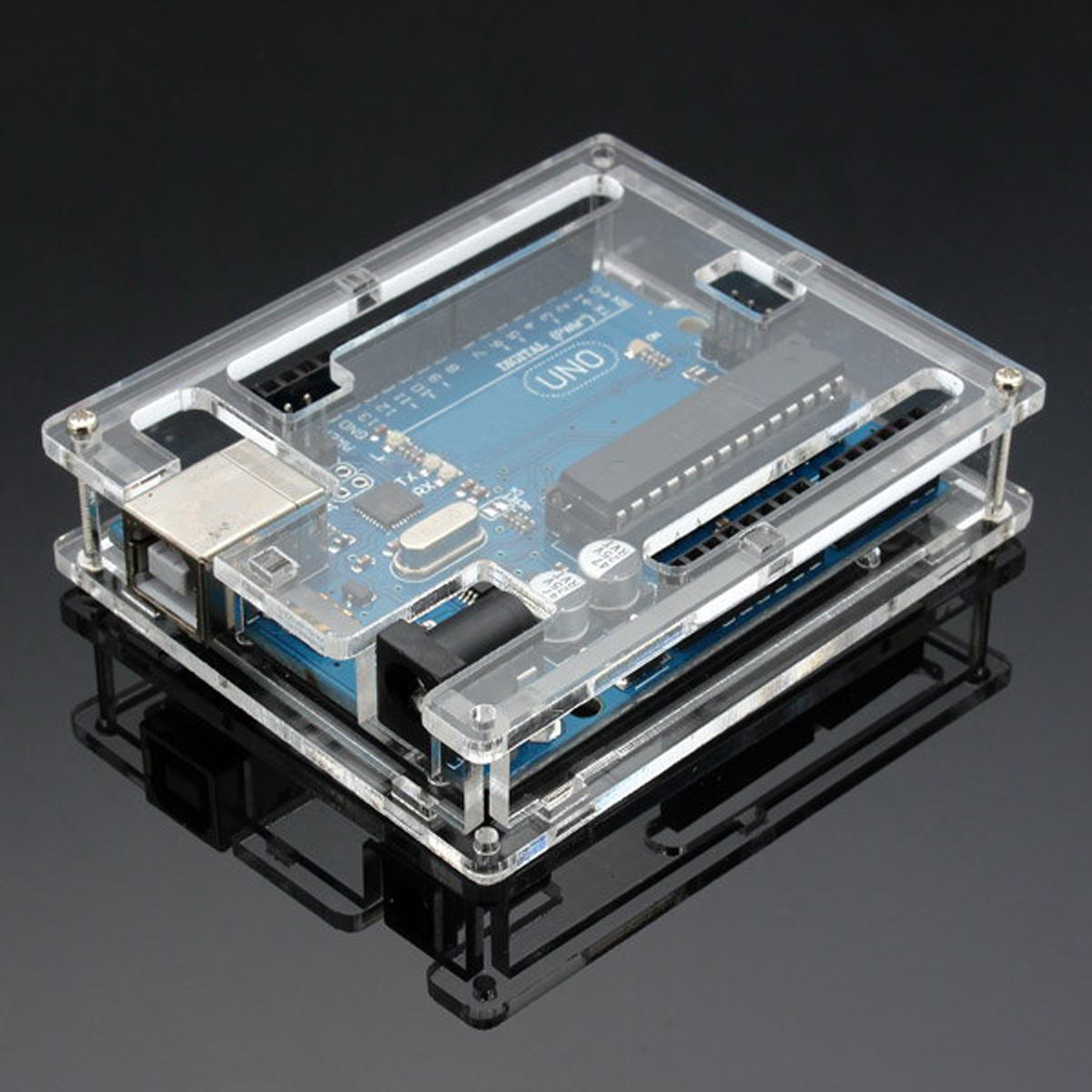 Youmile Uno R3 Case Enclosure New Transparent Gloss Acrylic Computer Box Compatible with Arduino UNO R3