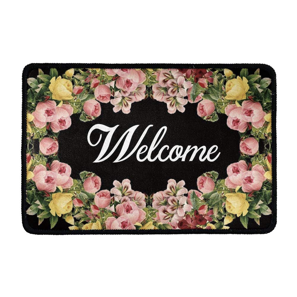 Coloranimal Fall Welcome Front Doormat,Durable Entrance Entryway Door Mat Floor Doormat Non Slip Rubber Back Low Profile for Garage, Patio Outdoor Indoor Heavy Duty Mats Rugs