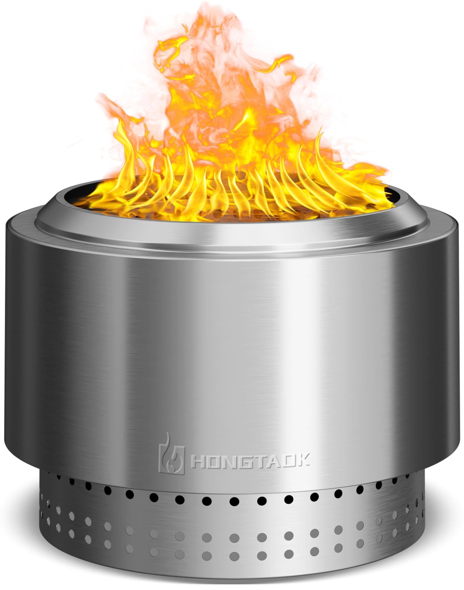 Photo 1 of **used**  HongTaok 20 Inch Smokeless Fire Pit with Removable Ash Pan, Fire Pits for Outside Wood Burning, Portable Bonfire Outdoor Firepit, Waterproof Bag & Poker Included, Stainless Steel, Camping Backyard