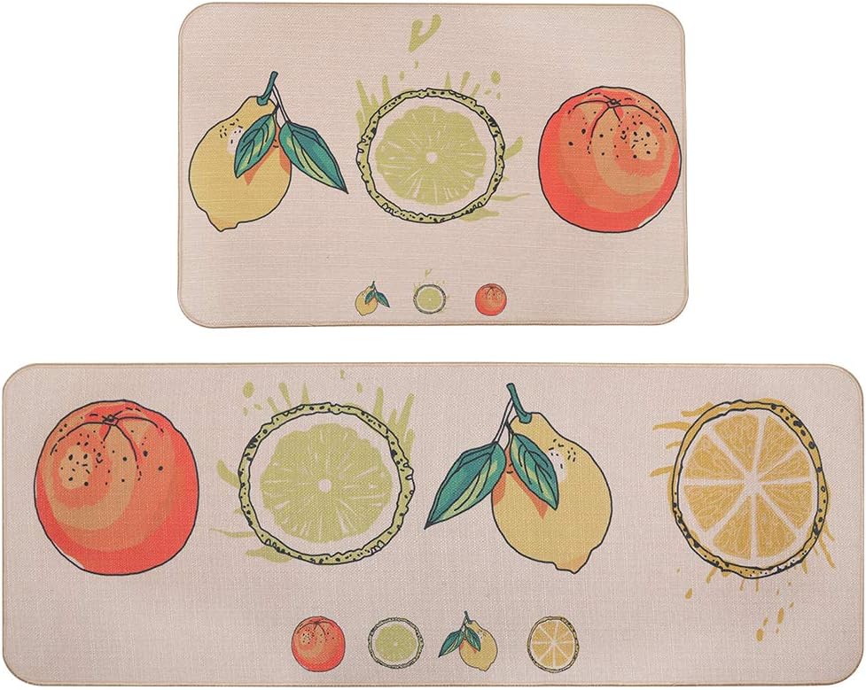 HiiARug Cushioned Kitchen Floor Mats and Runner Set Anti-Fatigue Kitchen Rugs Runner Set of 2 Waterproof & Washable Non Slip Comfort Mats (18"x30"+18"x48")