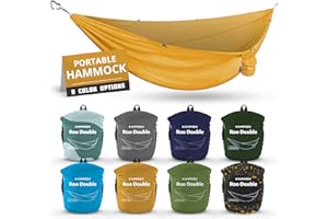 KAMMOK: Roo Double Hammock | Made from Strong & 100% Recycled Water Resistant Ripstop Fabric | Comfortable, Packable, Lightweight (Lifetime Adventure Grade Warranty), Sunflower Gold