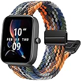 Braided-Bands Compatible With Amazfit Active 2/GTS 4/GTS 4 Mini/GTS 3/GTS 2/GTS 2e/GTS 2 Mini/GTR mini,20MM Magnetic Stretchy Strap for Amazfit Bip 3/Bip 3 Pro/Bip/Bip Lite/Bip S/Bip U Women Men