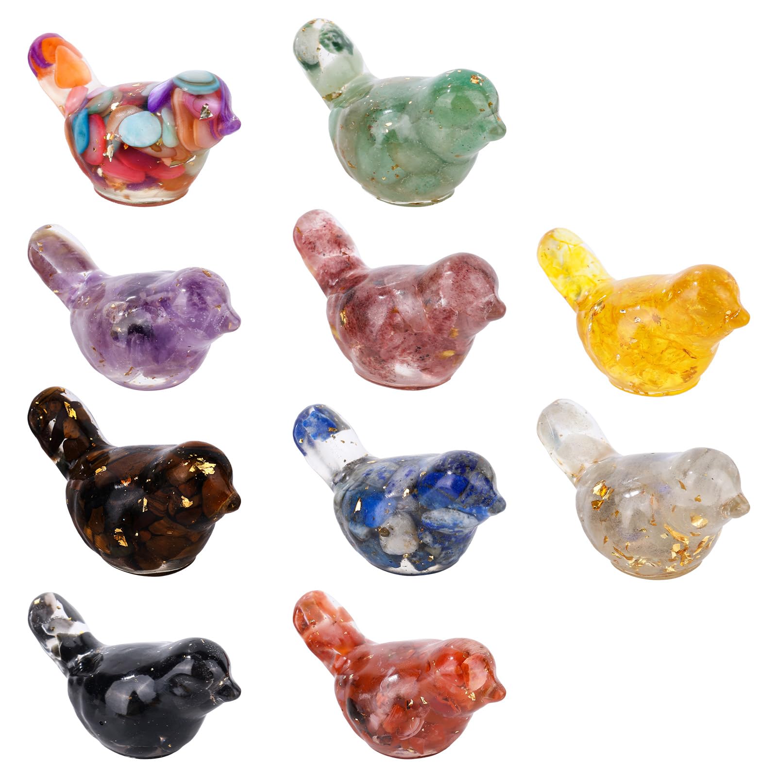 Photo 1 of 10pcs Crystal Gravel Bird Figurines, Mini Resin Animals Sparkling Miniature Bird Tiny Decorative Small Statues for Home Craft Decor Garden Dollhouse Landscape Decorations (Colorful)