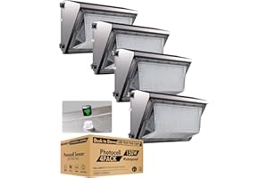 bulbeats 4 Pack 150W LED Wall Pack Lights with Photocell, 22500Lm [Eqv. 1300W MH/HPS] Dusk-to-Down, 100-277V 5000K IP65 Outdoor Flood Security Lighting, Energy Saving Upto 5750KW*2/5Yrs(5Hrs/Day)