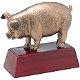 Decade Awards Sculpted Gold Pig Trophy - BBQ Smoke Off Competition Award - Engraved Plate on Request