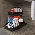 NATURE'S SOURCE Under Sink Organizers, Sliding L-shape Cabinet Organizers Narrow Space Storage Multi-purpose Sink Organizer for Bathroom Kitchen Drawer (Black, 1 pack)