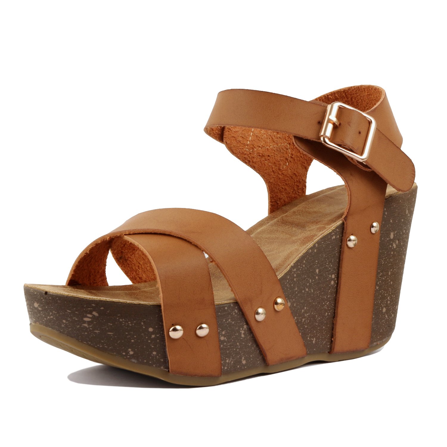 Guilty Heart - Womens Cork Comfort Casual Wide Band Sandal Platforms & Wedges (8 B(M) US, Tanv1 Pu) - Image 3