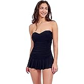 Profile by Gottex Tutti Frutti Solid Women's Sweetheart Bandeau Swimdress with Soft Cups Tummy Control and Adjustable