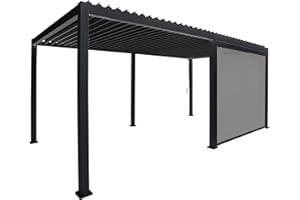 Sorara Pergola Accessories Privacy Screen Panel Adjustable Aluminum Divider Pull-Down Sun Side Shade for 10' Side Sorara Pergola or Gazebo.This is not pergola (Charcoal Black)