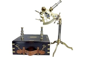 MAH Brass Ship History Sextant Handmade Gift for Father's Day, Birthday, Anniversary, Baptism, Partner, Best Men, Graduation, Christmas, Vintage Style Hardwood Box Home Décor Add Your Treasure Gift
