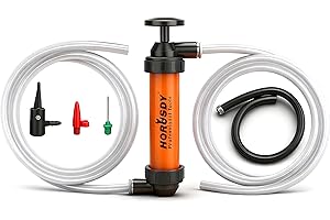 HORUSDY Multi-Use Siphon Transfer Pump Kit Hand Fuel Pumps for Gas Oil Water with Air Hose, Portable Manual Fuel Transfer Pump for Boat, Car, RV, Emergency, Lawn Mower Fluid Drainage