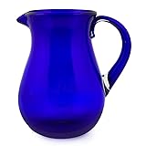NOVICA Large Blue Hand Blown Glass Pitcher For