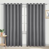DWCN Blackout Curtains 90 x 90 Grey 2 Panels Thermal Insulated Eyelet