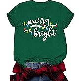 Merry Christmas Shirt Christmas Womens Shirts Xmas Vacation Short Sleeve Tops