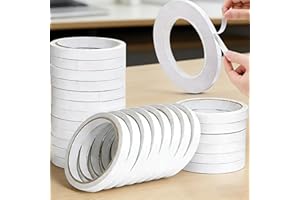 Double Sided Adhesive Tape, 6mm Ultra-Thin White Strong Tapes Sticker for Home Office Craft Tape Sticky Paper (10 Rolls)
