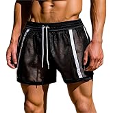 Evankin Sexy Men's Mesh Shorts, See-Through Drawstring Lounge Trunks | Lightweight Quick-Dry Men's Transparent Shorts with a Drawstring Waist for Summer Lounging, Beach and Pool Wear