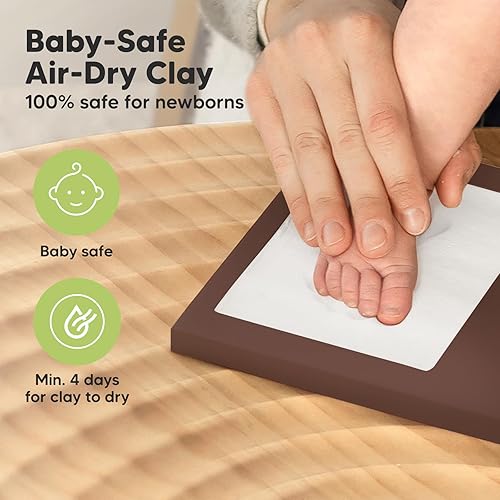 KeaBabies Baby Hand And Footprint Kit - Clay Handprint Keepsake Frame, Newborn Nursery Picture Frame, Personalized New Mom Gifts For Baby Shower & Registry (Petal Pink