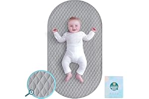 VaVaSoo Breathable Bassinet Mattress Protector, 32''x20''- Fit for Most Mainstream Bassinet Mattress - Rectangle, Hourglass, Ultra Soft Bassinet Mattress Cover, Elastic, 2 Pack, Grey & White