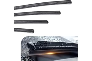 Arwrilt 4 PCS Wiper Blade Refill, 28" Silicone Frameless Windshield Wiper Refills, Adjustable Wiper Blade Inserts, Universal Front Rear Windshield Wiper Baldes Rubber Strip for Most Cars (Black)
