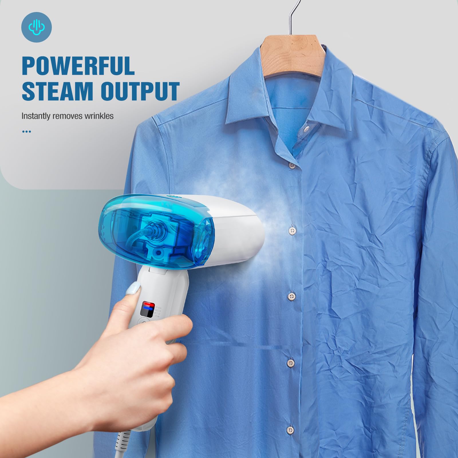 TYY Travel Steamer for Clothes with Dual Voltage 100-240V, Foldable Clothes Steamer Fabric Wrinkle Remover, Portable Handheld Garment Steamer and Steam Iron 2-in-1 for Worldwide Traveling