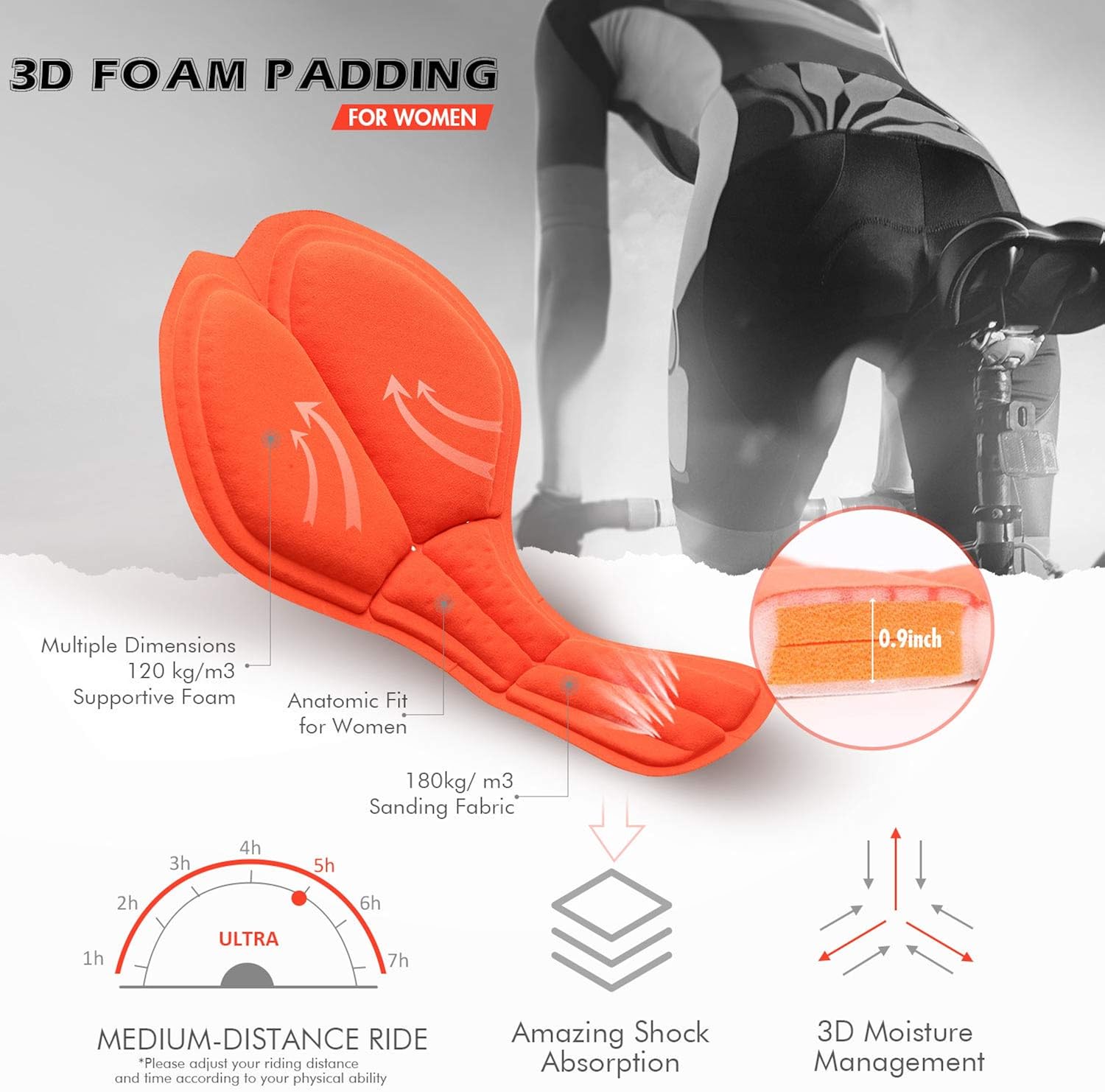 Eco-daily Cycling Shorts Women's 3D Padded Bicycle Bike Biking Underwear Shorts: Clothing