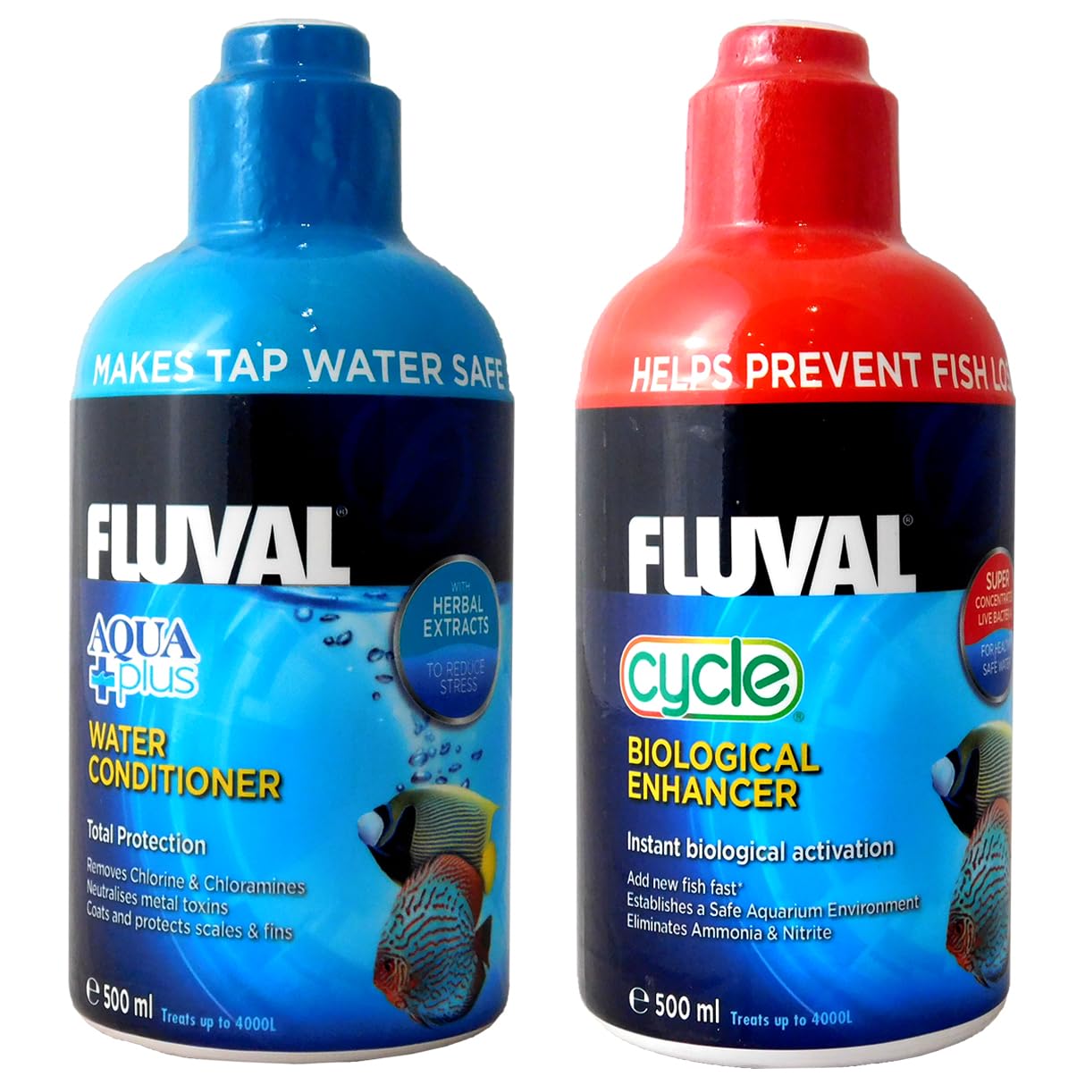 Fluval AquaPlus 500mil and Cycle 500mil: Water Conditioner and Enhancer for Aquariums