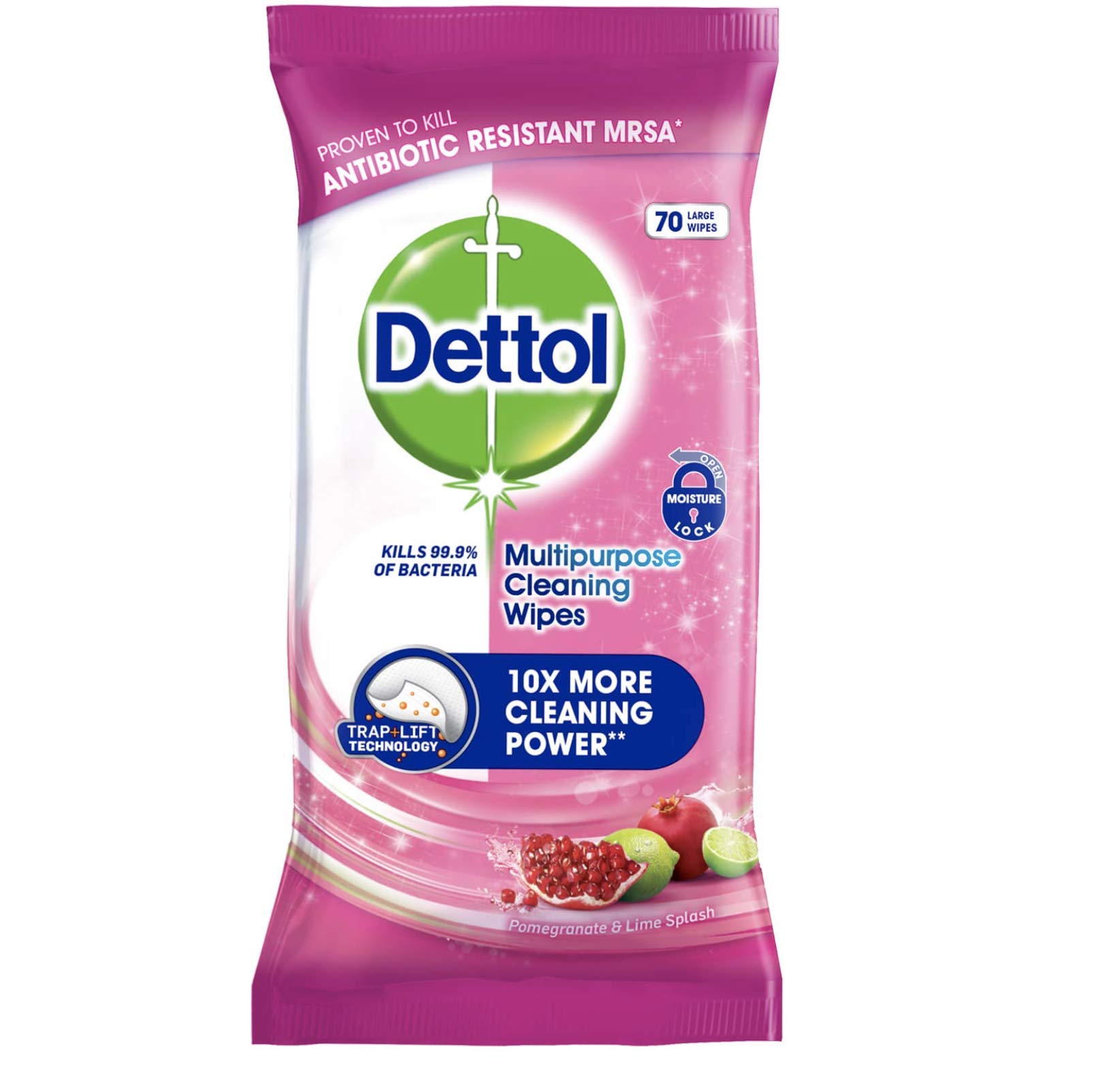 Dettol Multipurpose Cleaning Wipes Pomegranate & Lime 70 Large Wipes
