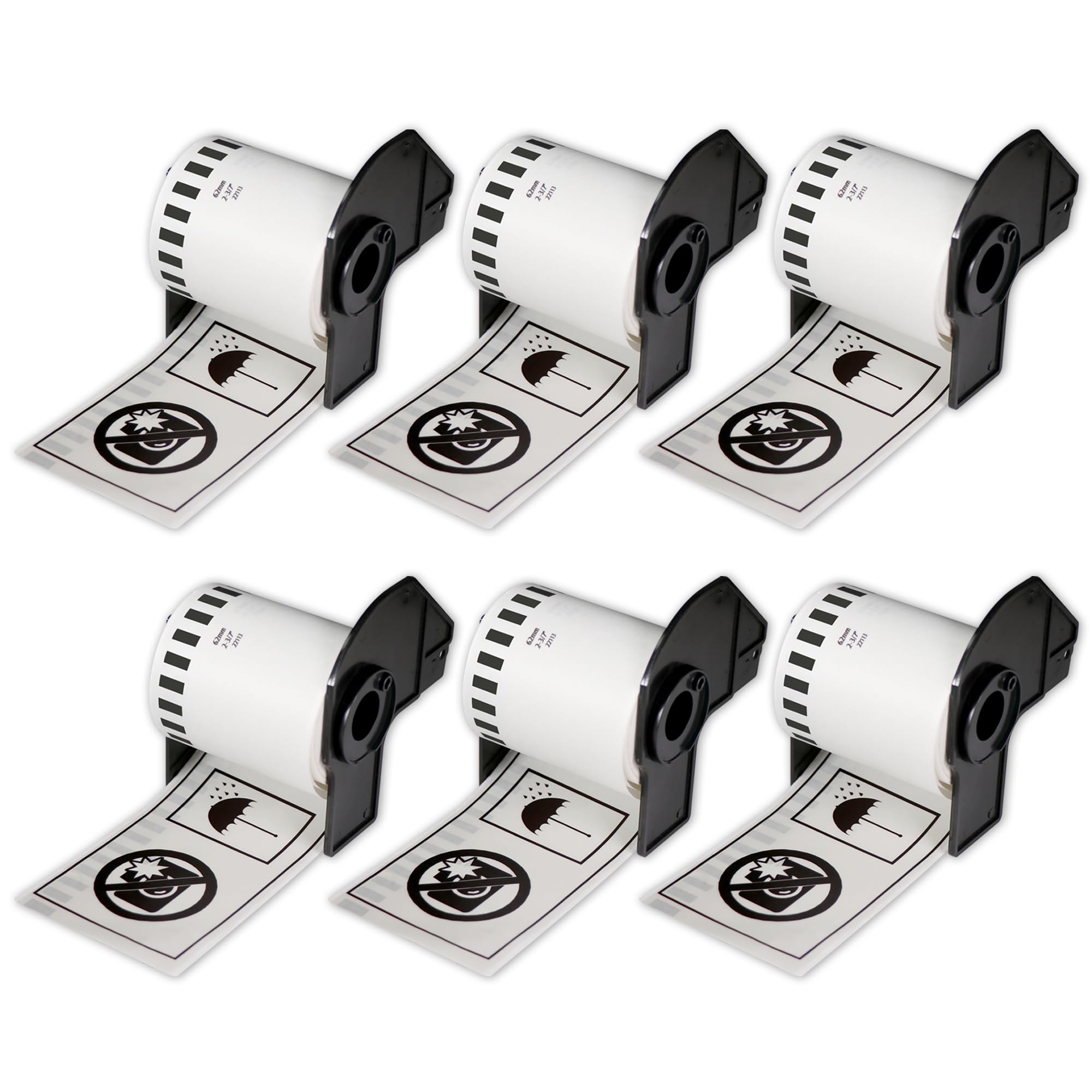 BETCKEY - 6 Rolls DK-22113 Labels, 62mm x 15.24m, 6 Continuous Clear Film Labels Compatible with Brother QL Label Printers