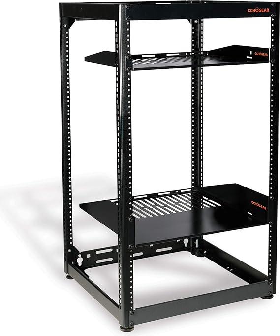 ECHOGEAR 20U Open Frame Server Rack Heavy Duty 4 Post Design Holds All Your Network & AV Gear