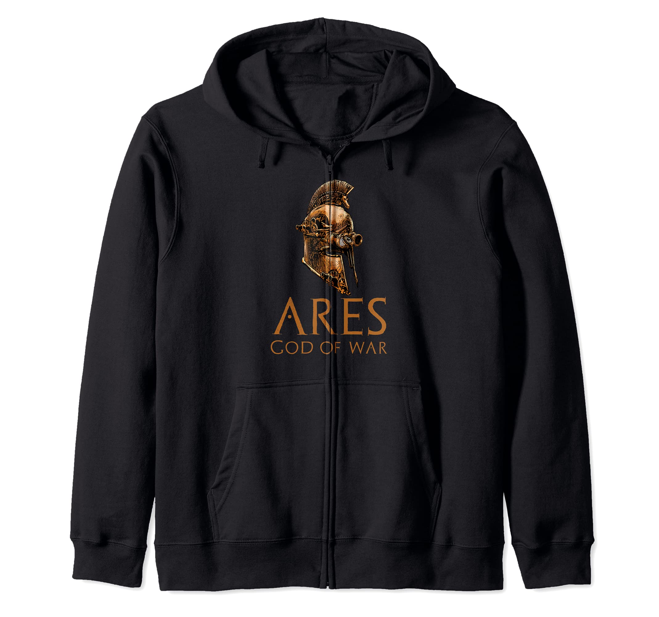 Ares - God Of War - Steampunk Ancient Greek Spartan Helmet Zip Hoodie