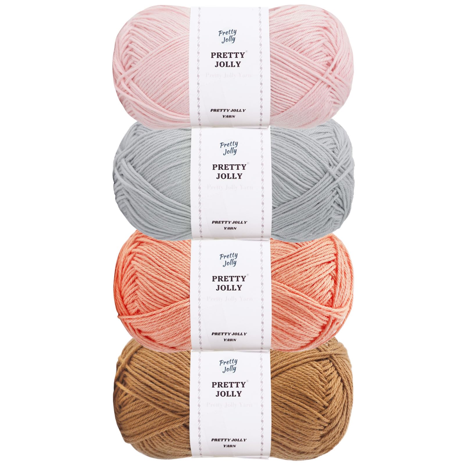 Pretty Jolly 4 Skeins Soft Baby Yarn, 100% Cotton, Crochet & Knitting, 4 Ply, Fingering Weight, Blanket Yarn for DIY Craft Total Length 4×160m/4×50g (Set 10) — image 1