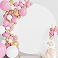 Wokceer 6.6FT Round Backdrop Cover White Round Arch Covers with Buckles Polyster Circle Balloon Arch Cover for Wedding Birthday Party Ceremony Decor