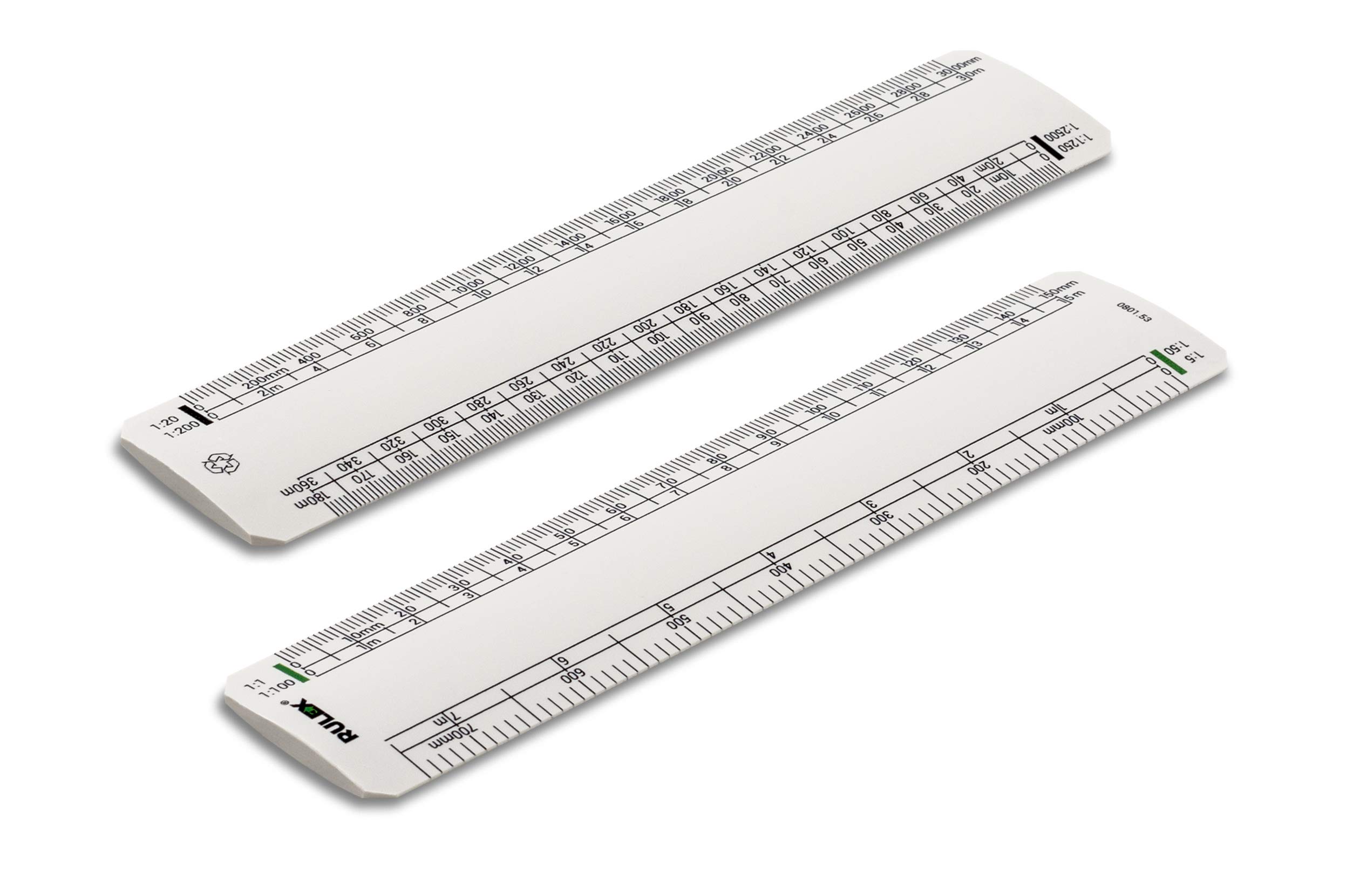 Rulex Recycled 15cm 6 inch Flat Oval Metric Scale Ruler 1:1 1:100 1:5 1:50/1:20 1:200 1:1250 1:2500