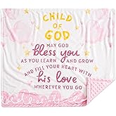 Huglanket Baptism Gifts for Girls - Baptismal Gifts, Christening Gifts for Baby Girls - Baby Dedication Gifts from Godmother, Godfather, Godparent - Pink Plush Dimple Dot Soft Fleece Blanket, 30"x 36"