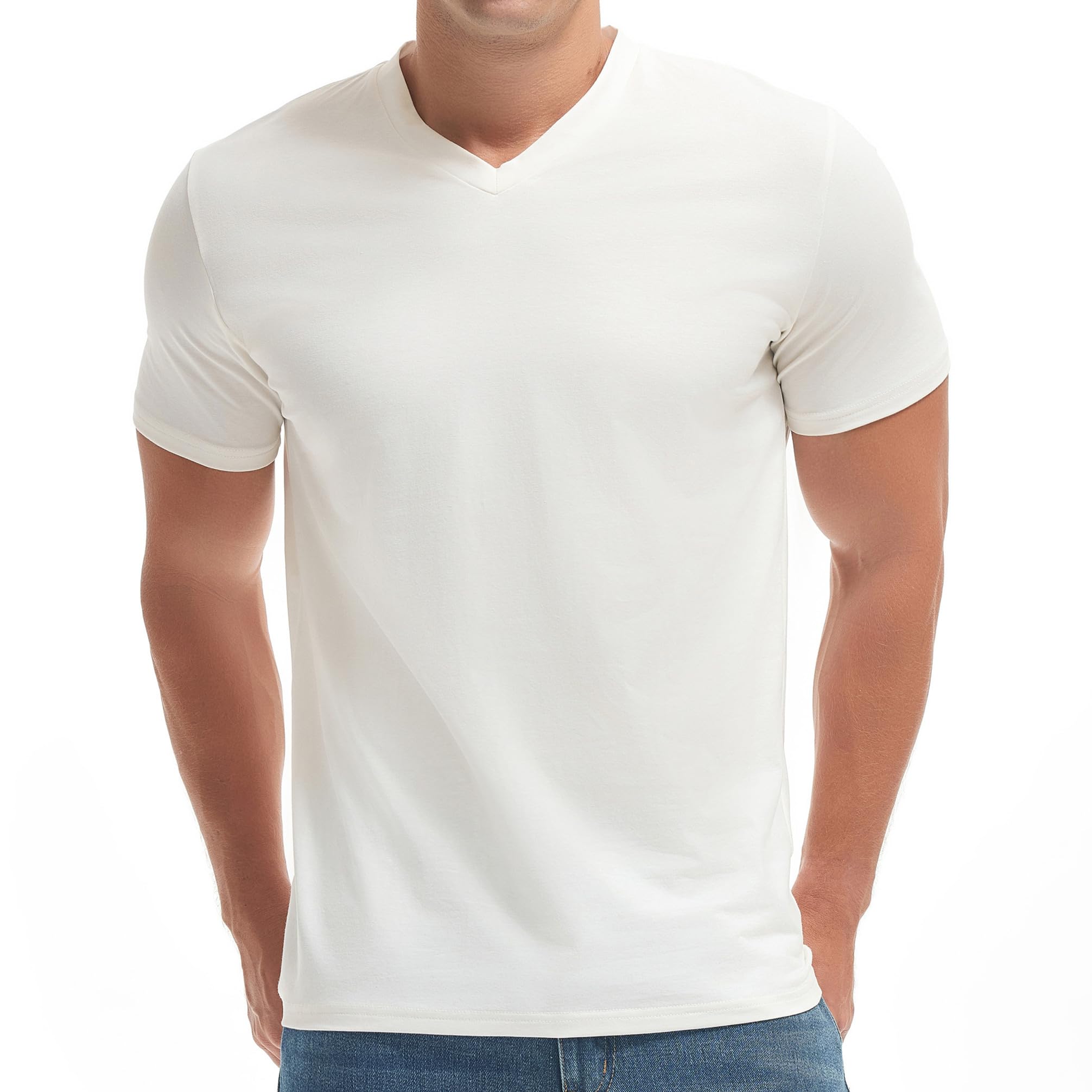 Photo 1 of ** SIMILAR** VEIISAR Premium V Neck T Shirts for Men - Modern Fitted Tees Vneck Undershirts V8 White XL