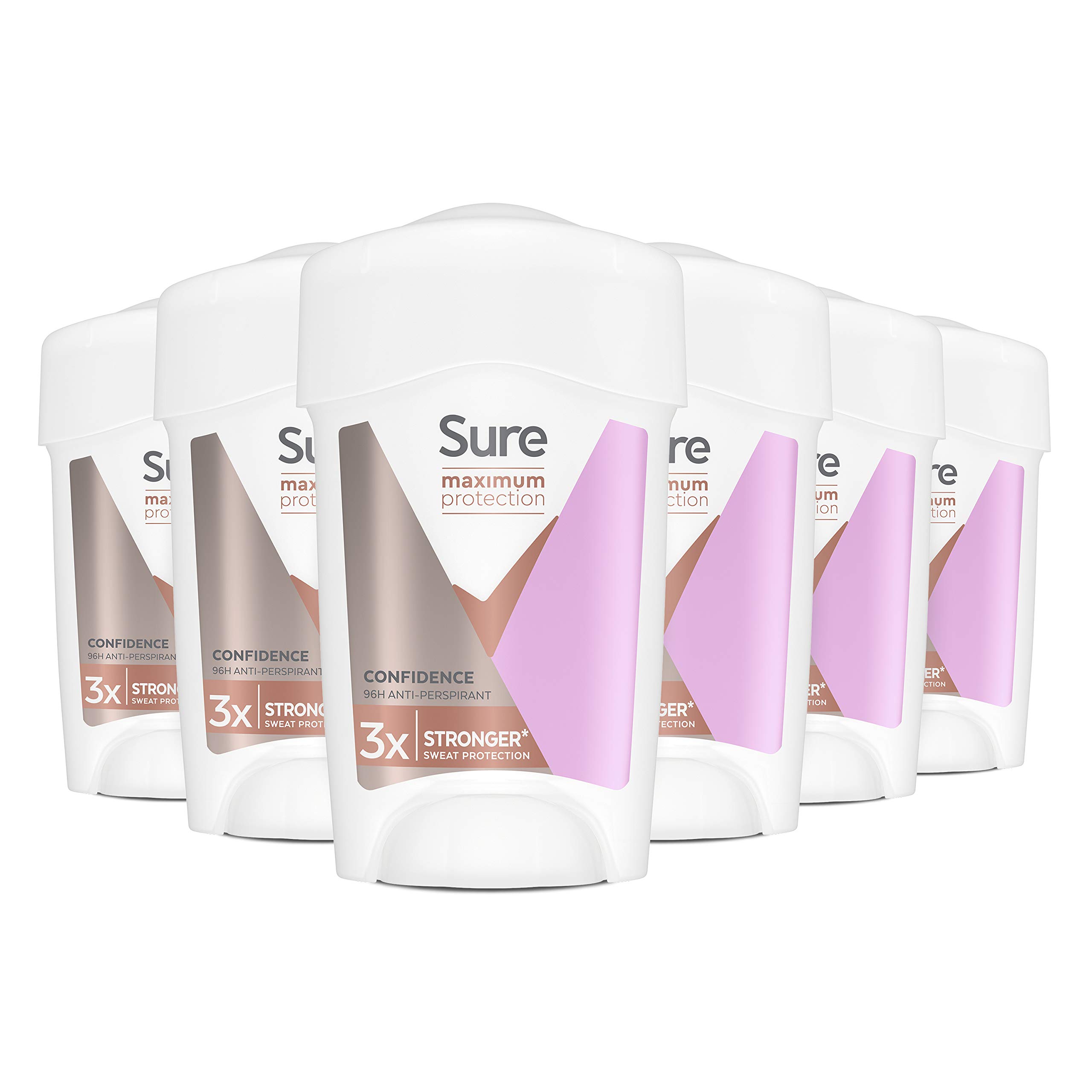 Sure Women Maximum Protection ConfidenceAntiperspirant Deodorant Cream Stick with 3x stronger* sweat protection for 96 hour sweat and odour protection 45 ml, Pack of 6
