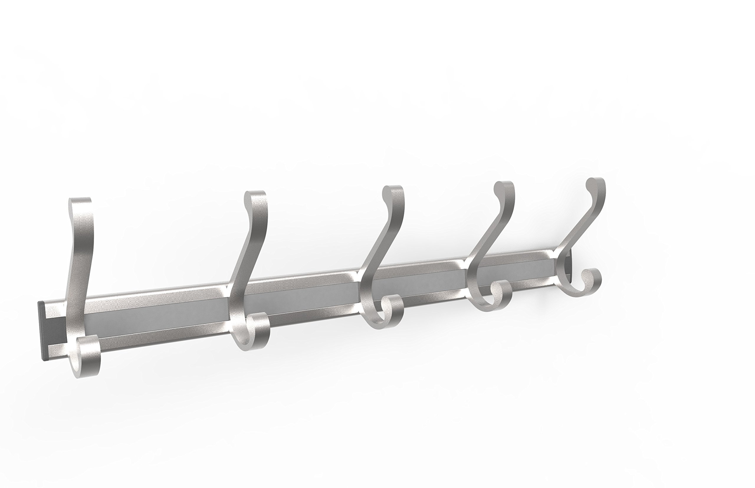 Wall Mounted Coat Hooks And Hat Rack Detached 5 Hooks White Finish Satin Nickel Hooks