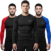 Exxact Sports Men’s BJJ Rash Guard Long Sleeve, IBJJF Ranked No Gi Jiu Jitsu Compression Shirt for MMA Grappling & Wrestling