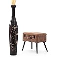 Leewadee Large Brown Home Decor Floor Vase – Wooden 43 inches Tall Farmhouse Decor Flower Holder for Fake Plant and Pampas Grass