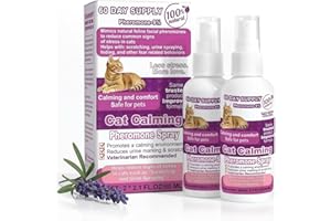 VIRTUAL CRASH Cat Calming Pheromone Spray, Feline Calm Pheromones Spray- Anti Anxiety Pet Products, Cats Reduces Scratching Furniture Peeing Marking Calming Cat for Travel, Vet Visits - 60 Day Kit (2 * 60 mL)