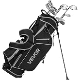 VEVOR Golf Club Set, 12 Pieces Golf Club Complete Set Right Handed with 460CC #1 Driver, #3 &amp; 5 Fairway Wood, #4 Hybrid, #5/#6/#7/#8/#9/#PW/#SW Irons, L-Shaped Putter, Golf Stand Bag