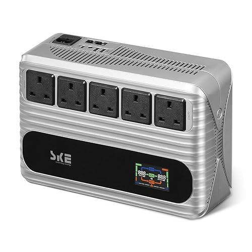 SKE UPS 850VA/480W UPS Power Supply UK Battery Backup & Surge Protector for Router Computer Uninterruptible Power Supply UK