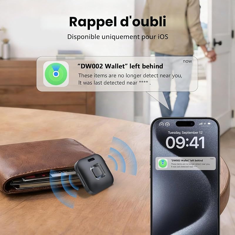 Air Traceur Tag avec iOS Find My et Android Find Hub Lot de 4 (Noir)