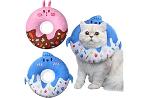libfrnt 2 Pcs Cat Cone Collar Soft, Cute Cat Donut Adjustable Cat Recovery Collar Elizabethan Cones to Stop Licking Anti-Bite Neck Cone for Pet Cats Kittens After Surgery, Rabbit and Dolphin(S)