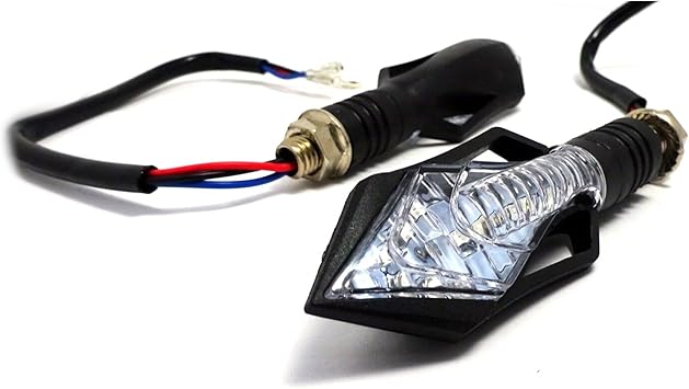 Amazon Co Jp Maximaselect Led 矢印型 12v ウインカー アンバー ターンシグナル サイドマーカー付き 汎用 ブルーマーカー M10 エイプ モンキー マグナ50 バリオス バイク 外装 カスタム などに 2ヶ1セット 点灯確認済み スポーツ アウトドア