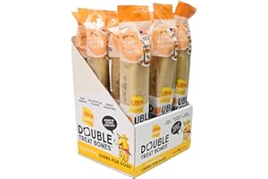 Ultra Chewy Peanut Butter Double Treat Bones: Long-Lasting Dog Treats Made in USA for Large and Small Breeds, Highly Digestible, Ideal for Aggressive Chewers (12 Count)
